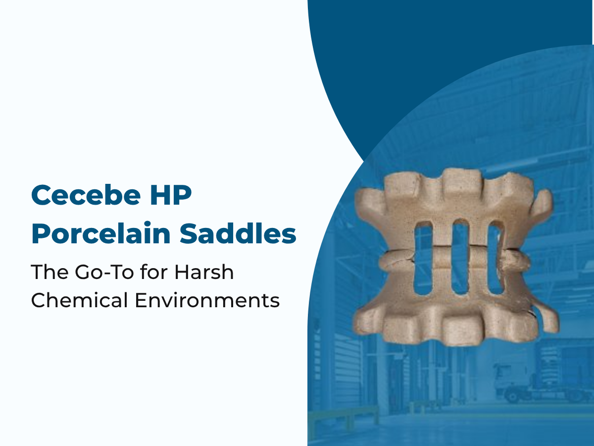 Cecebe HP porcelain saddles used in harsh chemical environments for efficient mass transfer in tower packing