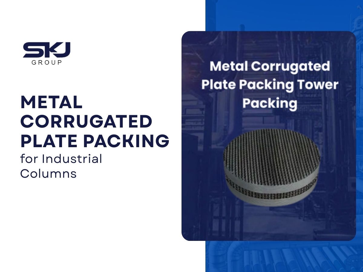Metal corrugated plate packing used in distillation and absorption columns for efficient mass transfer